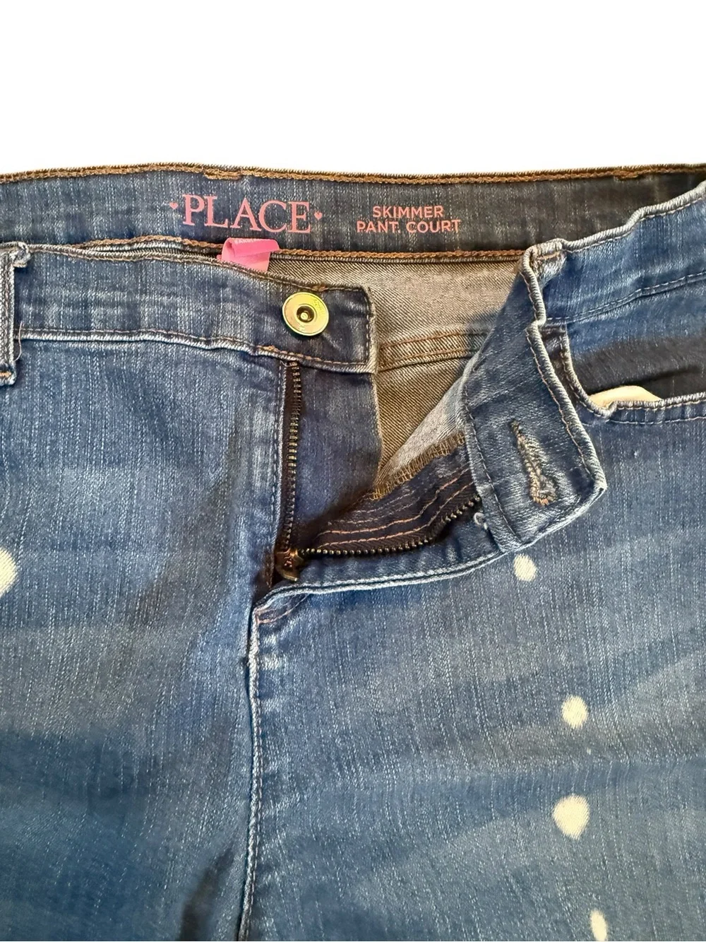 Place Denim Bermuda Shorts with Bleach-Splatter - Blue size Girls size 16